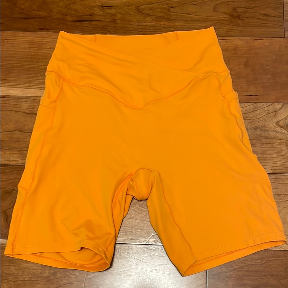 Women's Orange High-Waisted Shorts